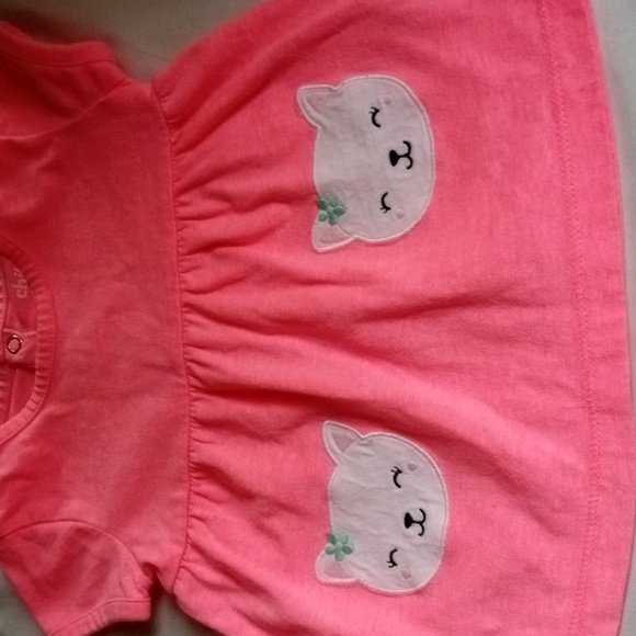 Carter's 12 Months Baby Girls Pink Tunic Top with Cat Appliques - Picture 3 of 9